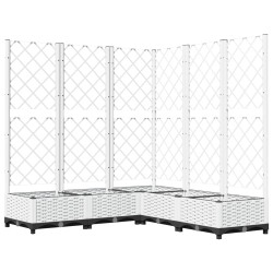 vidaXL Jardinera con enrejado PP blanco 120x120x121,5 cm