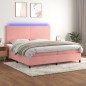vidaXL Cama box spring colchón y LED terciopelo rosa 200x200 cm vidaXL Cama box spring colchón y LED terciopelo rosa 200x200 cm