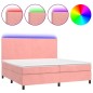 vidaXL Cama box spring colchón y LED terciopelo rosa 200x200 cm vidaXL Cama box spring colchón y LED terciopelo rosa 200x200 cm
