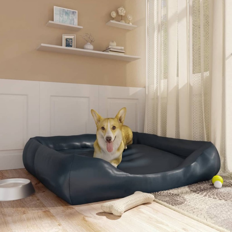 vidaXL Cama para perros de cuero sintético azul oscuro 120x100x27 cm vidaXL Cama para perros de cuero sintético azul oscuro 120x100x27 cm