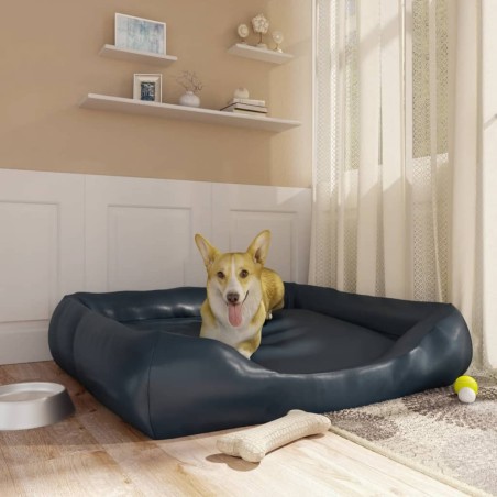 vidaXL Cama para perros de cuero sintético azul oscuro 120x100x27 cm