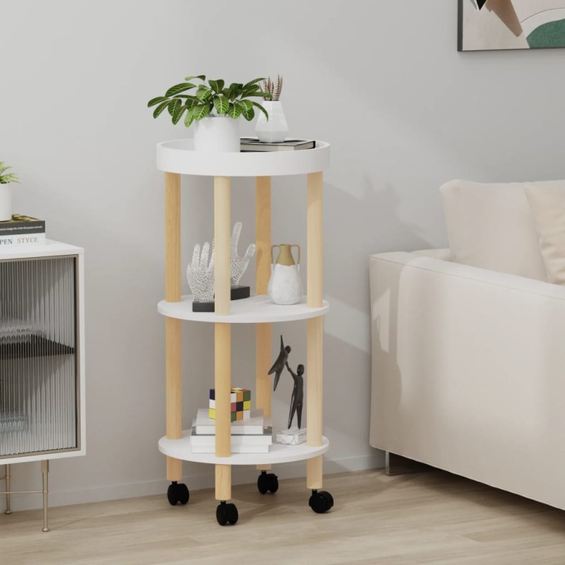 vidaXL Carrito con 3 estantes madera contrachapada y pino 38x38x82 cm