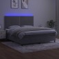 vidaXL Cama box spring colchón y LED terciopelo gris claro 180x200 cm vidaXL Cama box spring colchón y LED terciopelo gris claro 180x200 cm