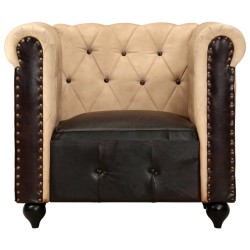 vidaXL Sillón Chesterfield de cuero auténtico marrón