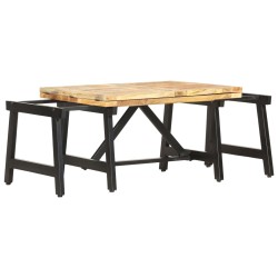 vidaXL Mesa de centro extensible de madera maciza de mango 160x70x45cm