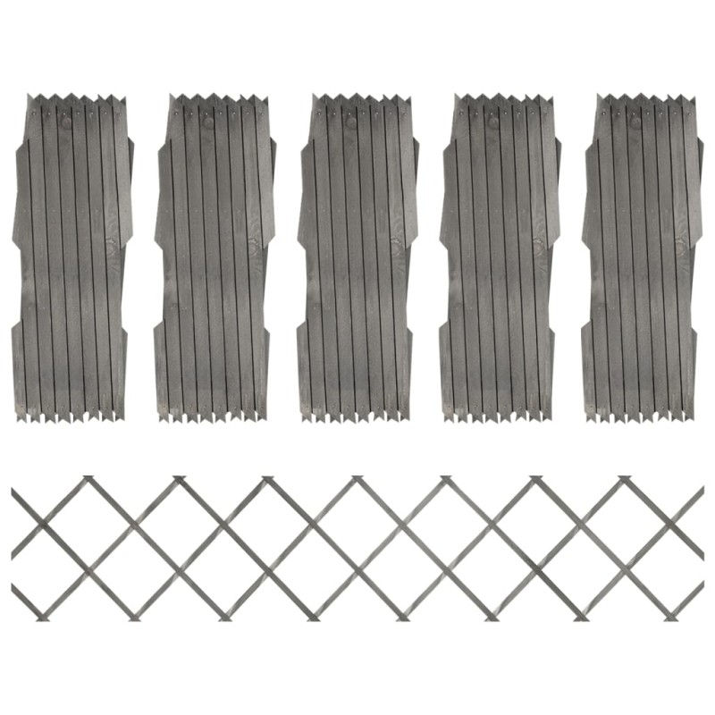 vidaXL Vallas enrejado 5 uds madera maciza de abeto gris 180x30 cm vidaXL Vallas enrejado 5 uds madera maciza de abeto gris 180x30 cm