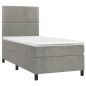vidaXL Cama box spring colchón y LED terciopelo gris claro 90x190 cm vidaXL Cama box spring colchón y LED terciopelo gris claro 90x190 cm