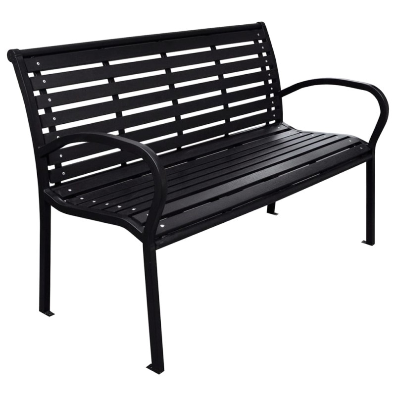 vidaXL Banco de jardín acero y WPC negro 116 cm vidaXL Banco de jardín acero y WPC negro 116 cm