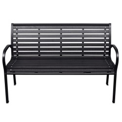 vidaXL Banco de jardín acero y WPC negro 116 cm