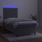vidaXL Cama box spring colchón y LED terciopelo gris claro 90x190 cm vidaXL Cama box spring colchón y LED terciopelo gris claro 90x190 cm