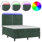 vidaXL Cama box spring colchón y LED terciopelo verde oscuro 140x200cm vidaXL Cama box spring colchón y LED terciopelo verde oscuro 140x200cm