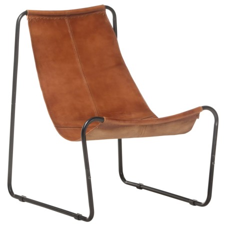 vidaXL Silla de relax de cuero auténtico marrón