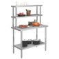 vidaXL Mesa de trabajo de cocina con estante acero inox 120x60x150 cm