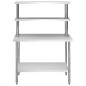 vidaXL Mesa de trabajo de cocina con estante acero inox 120x60x150 cm