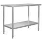 vidaXL Mesa de trabajo de cocina con estante acero inox 120x60x150 cm