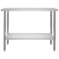 vidaXL Mesa de trabajo de cocina con estante acero inox 120x60x150 cm