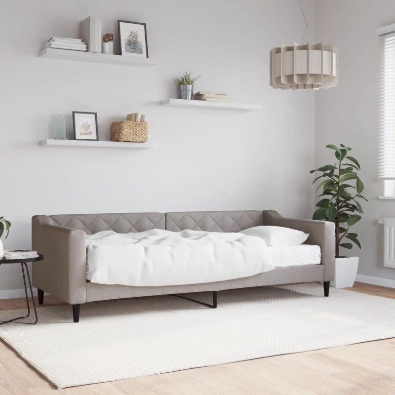 vidaXL Sofá cama con colchón tela gris taupe 80x200 cm vidaXL Sofá cama con colchón tela gris taupe 80x200 cm