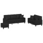vidaXL Juego de sofás con cojines 3 piezas cuero sintético negro vidaXL Juego de sofás con cojines 3 piezas cuero sintético negro