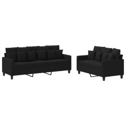 vidaXL Juego de sofás con cojines 2 piezas tela negro