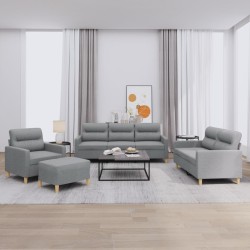 vidaXL Juego de sofás con cojines 4 piezas tela gris claro