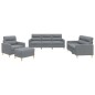 vidaXL Juego de sofás con cojines 4 piezas tela gris claro vidaXL Juego de sofás con cojines 4 piezas tela gris claro