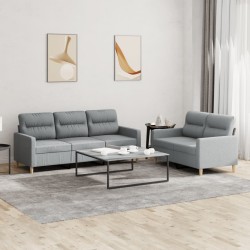 vidaXL Juego de sofás con cojines 2 piezas tela gris claro