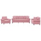 vidaXL Juego de sofás con cojines 3 piezas terciopelo rosa vidaXL Juego de sofás con cojines 3 piezas terciopelo rosa