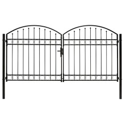 vidaXL Cancela de valla doble puerta con arco 300x150 cm acero negro