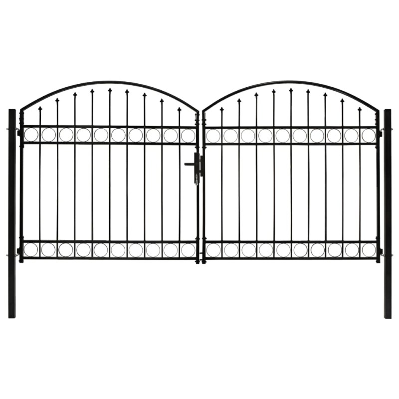 vidaXL Cancela de valla doble puerta con arco 300x150 cm acero negro vidaXL Cancela de valla doble puerta con arco 300x150 cm acero negro