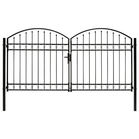 vidaXL Cancela de valla doble puerta con arco 300x150 cm acero negro
