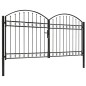 vidaXL Cancela de valla doble puerta con arco 300x150 cm acero negro vidaXL Cancela de valla doble puerta con arco 300x150 cm acero negro