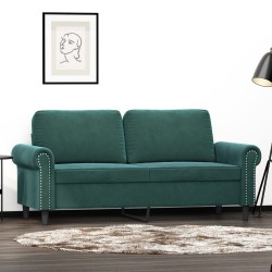 vidaXL Sofá de 2 plazas de terciopelo verde oscuro 140 cm