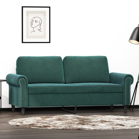 vidaXL Sofá de 2 plazas de terciopelo verde oscuro 140 cm