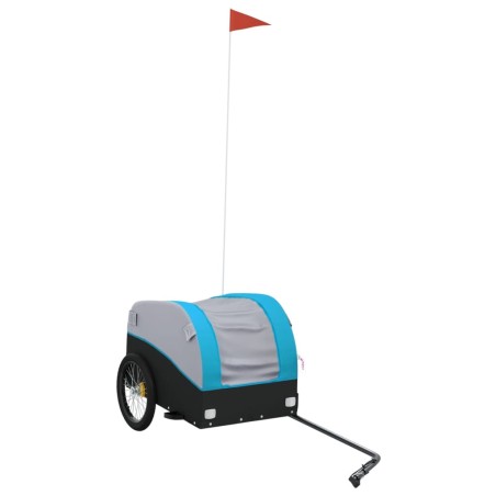 vidaXL Remolque para bicicleta hierro negro y azul 30 kg
