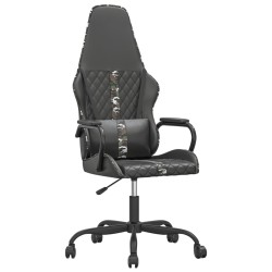vidaXL Silla gaming con masaje cuero sintético color camuflaje y negro
