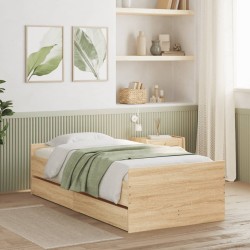 vidaXL Estructura de cama con cajones roble Sonoma 75x190 cm