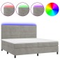 vidaXL Cama box spring colchón y LED terciopelo gris claro 200x200 cm vidaXL Cama box spring colchón y LED terciopelo gris claro 200x200 cm