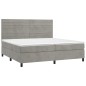 vidaXL Cama box spring colchón y LED terciopelo gris claro 200x200 cm vidaXL Cama box spring colchón y LED terciopelo gris claro 200x200 cm