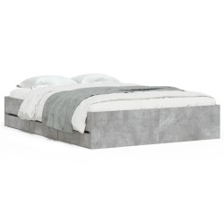 vidaXL Cama con cajones madera ingeniería gris hormigón 135x190 cm