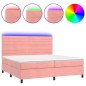 vidaXL Cama box spring colchón y LED terciopelo rosa 200x200 cm vidaXL Cama box spring colchón y LED terciopelo rosa 200x200 cm