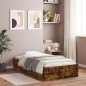 vidaXL Cama con cajones madera de ingeniería roble ahumado 90x190 cm