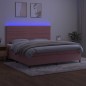 vidaXL Cama box spring colchón y LED terciopelo rosa 200x200 cm vidaXL Cama box spring colchón y LED terciopelo rosa 200x200 cm