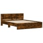 vidaXL Estructura de cama cabecero y luces LED roble ahumado 160x200cm vidaXL Estructura de cama cabecero y luces LED roble ahumado 160x200cm