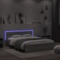 vidaXL Estructura de cama cabecero y luces LED gris Sonoma 160x200 cm vidaXL Estructura de cama cabecero y luces LED gris Sonoma 160x200 cm