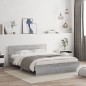 vidaXL Estructura de cama cabecero y luces LED gris Sonoma 160x200 cm vidaXL Estructura de cama cabecero y luces LED gris Sonoma 160x200 cm
