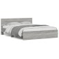 vidaXL Estructura de cama cabecero y luces LED gris Sonoma 160x200 cm vidaXL Estructura de cama cabecero y luces LED gris Sonoma 160x200 cm
