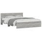 vidaXL Estructura de cama cabecero y luces LED gris Sonoma 160x200 cm vidaXL Estructura de cama cabecero y luces LED gris Sonoma 160x200 cm