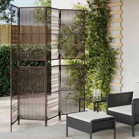 vidaXL Biombo de 4 paneles ratán sintético marrón