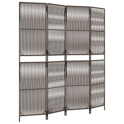 vidaXL Biombo de 4 paneles ratán sintético marrón