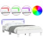 vidaXL Estructura de cama con cabecero y luces LED blanco 135x190 cm vidaXL Estructura de cama con cabecero y luces LED blanco 135x190 cm